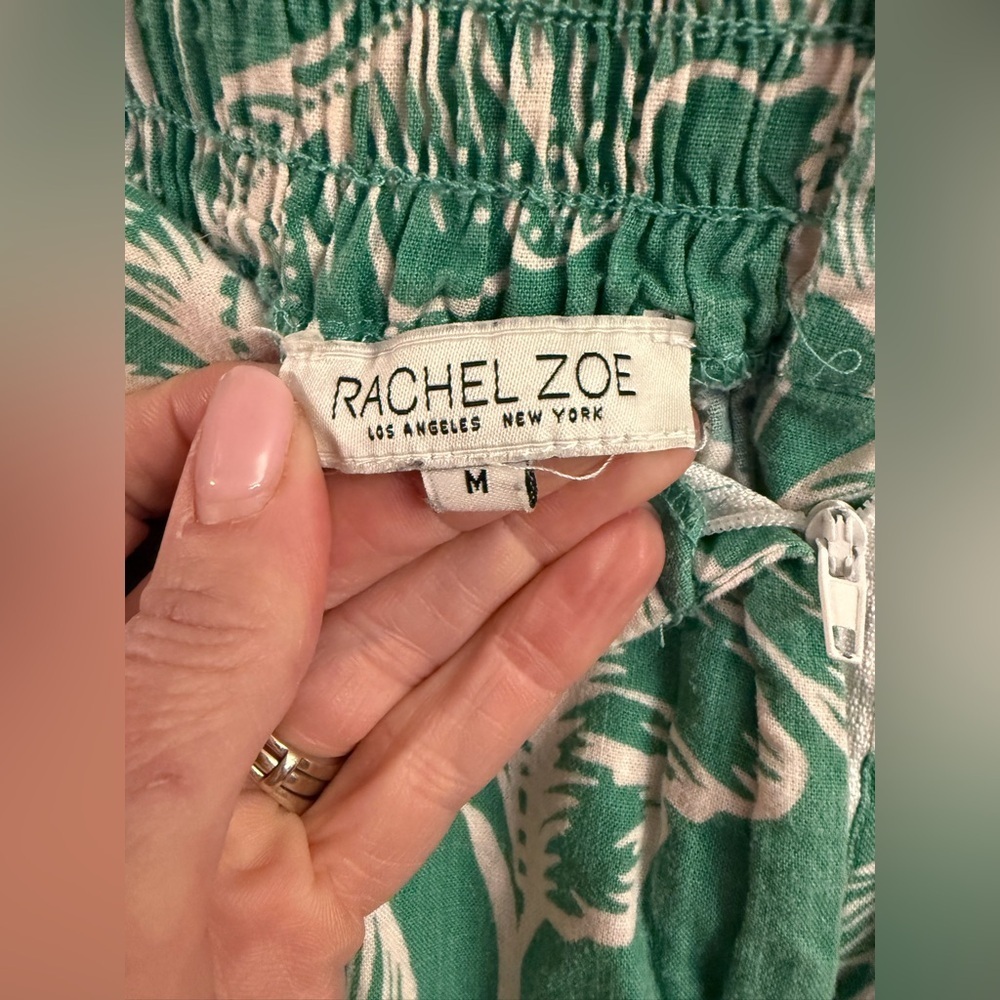 Rachel Zoe Green Tropical Linen Blend Wide Leg Pants – Size M - Picture 3 of 6